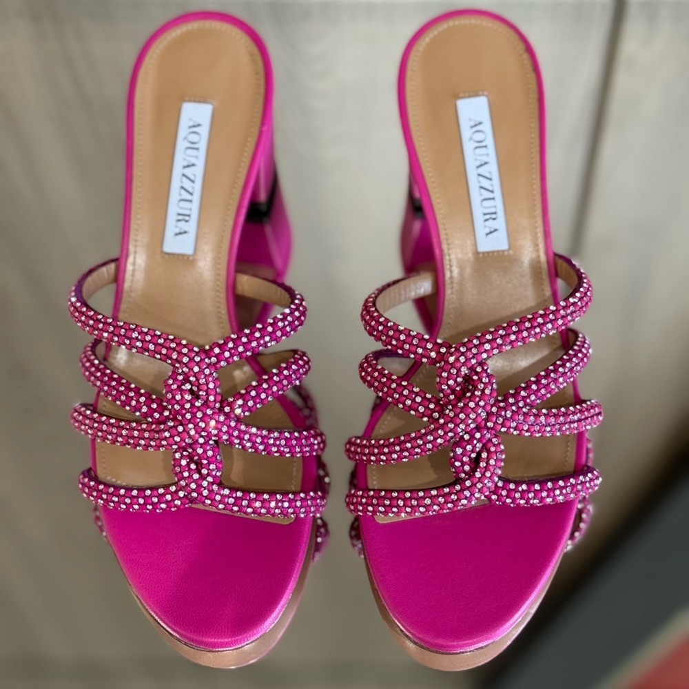 Aquazzura Fuchsia Crystal-Embellished Sandals